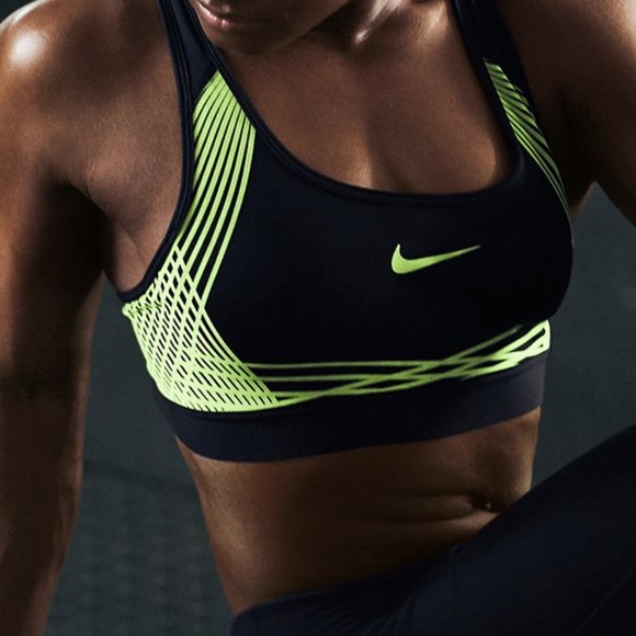 Nike Neon Striped Medium Support Training Sports Bra, Small NWT - Picture 1 of 4